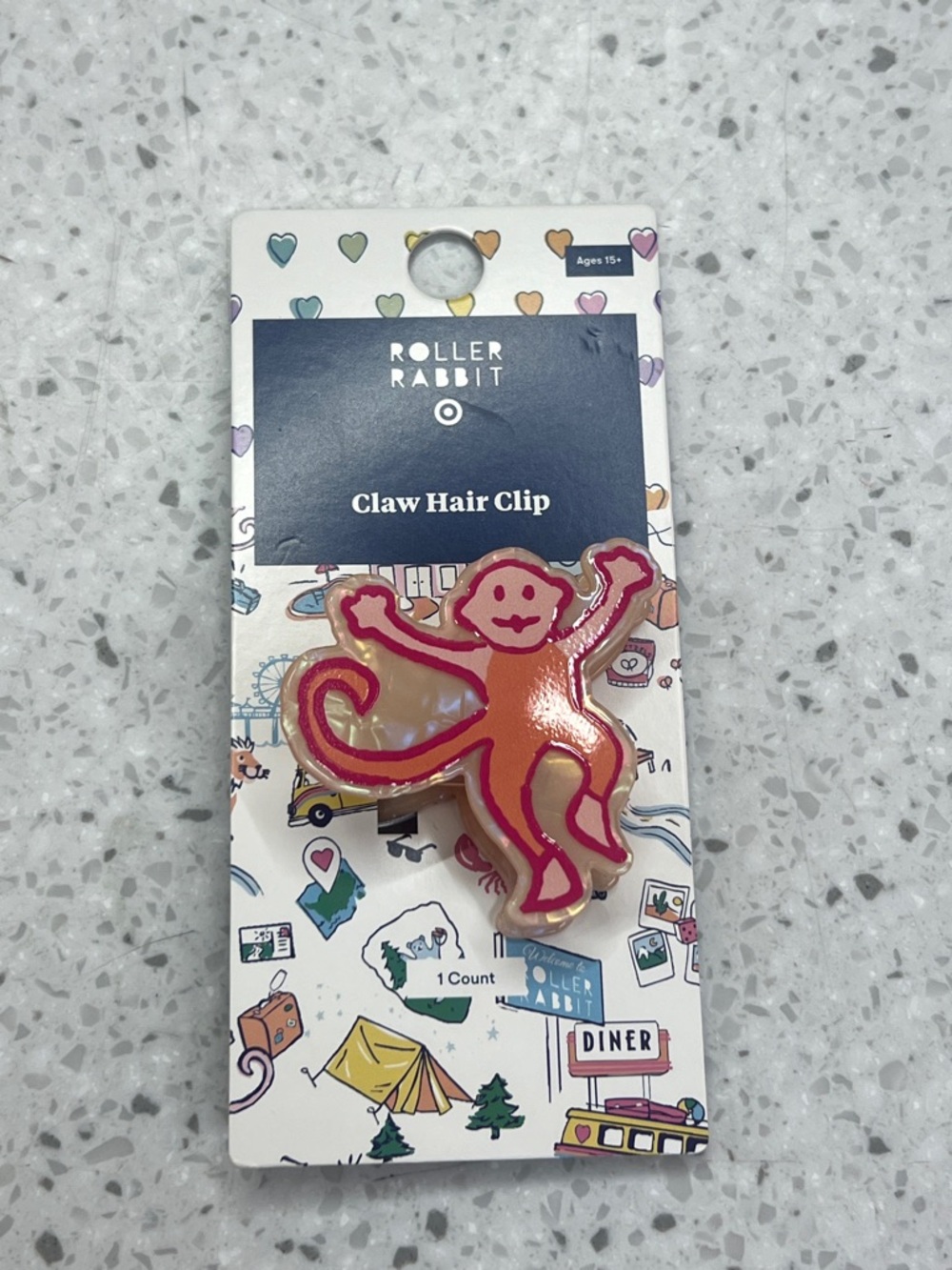 Roller Rabbit x target Pink & Orange Monkey Claw Hair Clip